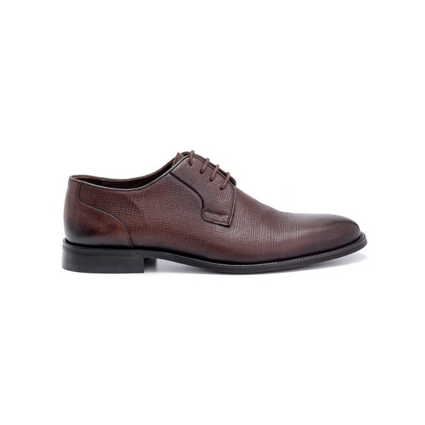 Brown Men Leather Printed Classic Shoe