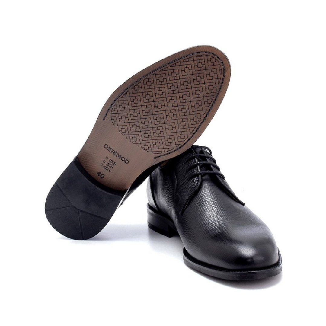 Black Men Leather Printed Classic Shoe