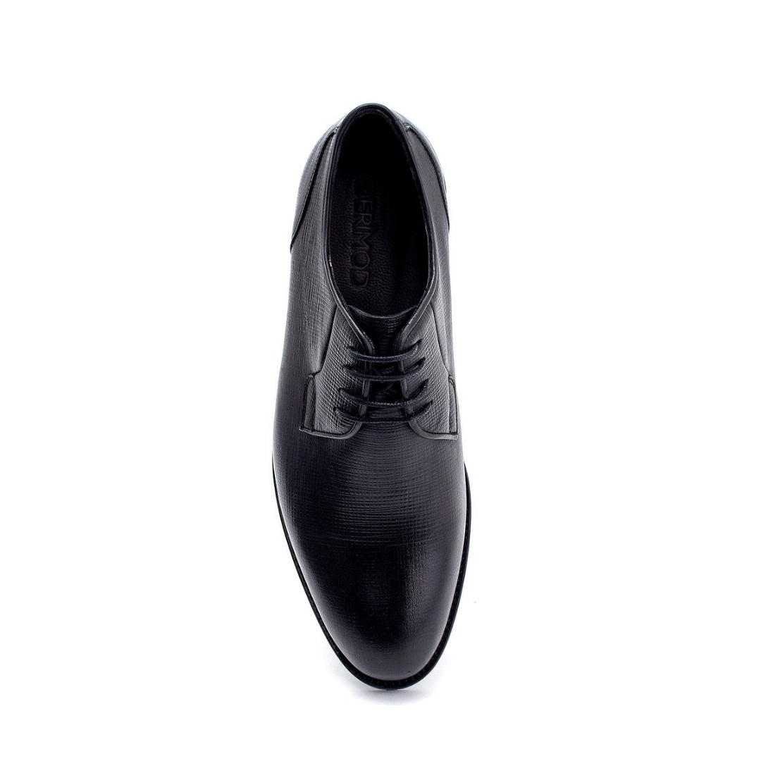 Black Men Leather Printed Classic Shoe