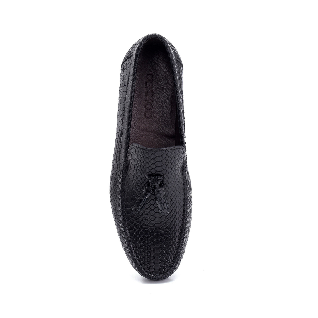 Black Men Detailed Leather Loafer