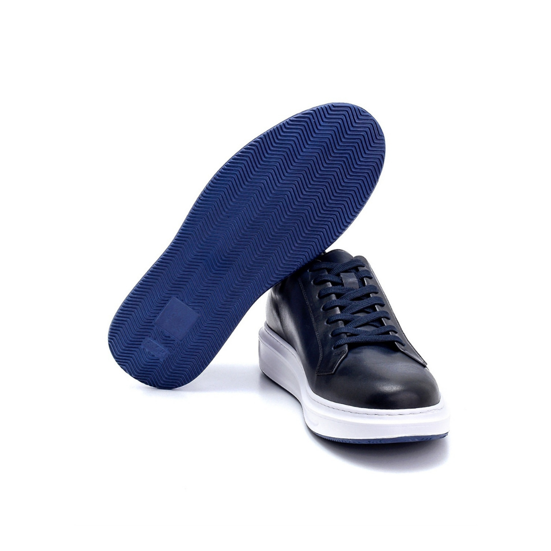 Navy Blue Men Leather Sneaker