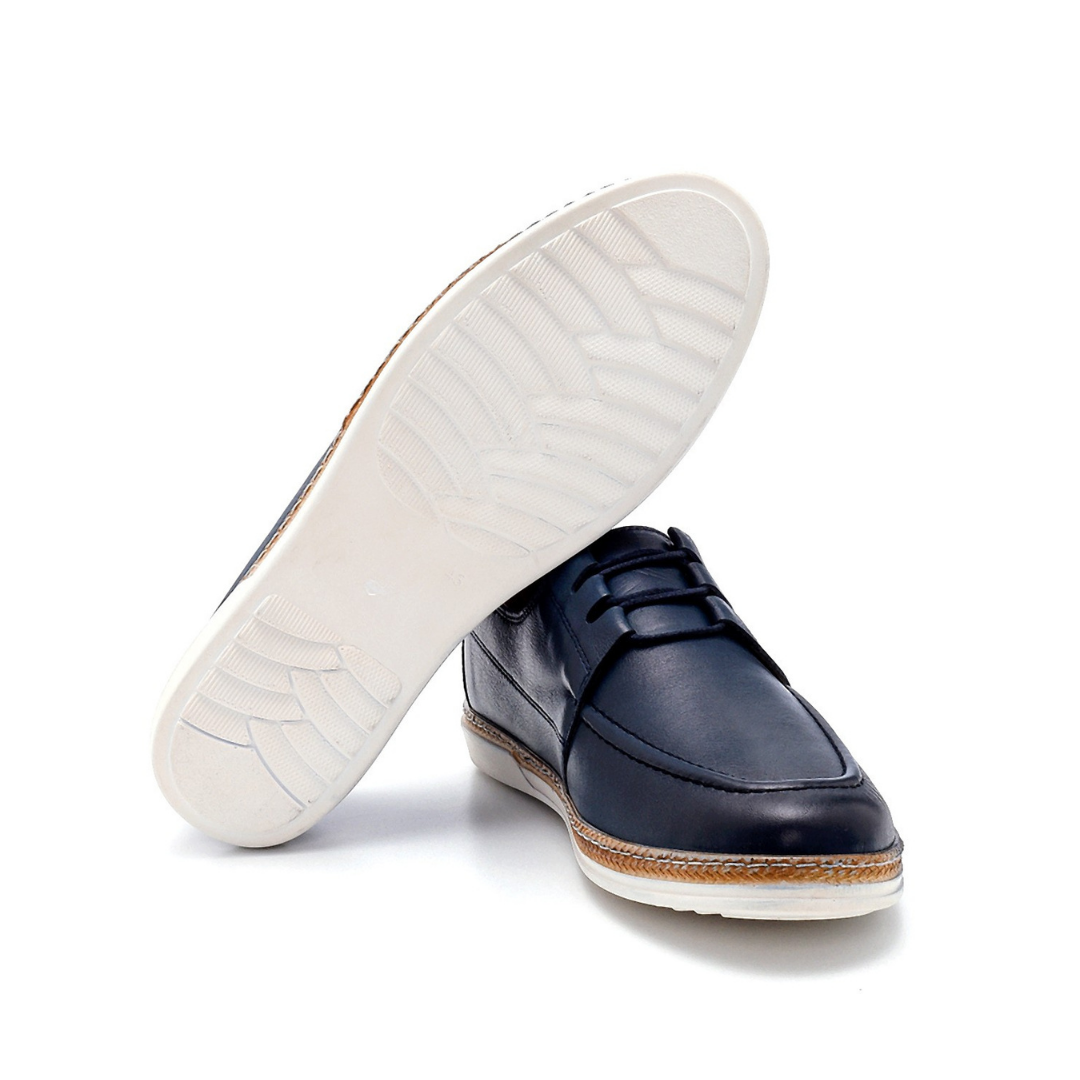 Navy Blue Men Leather Casual Shoe