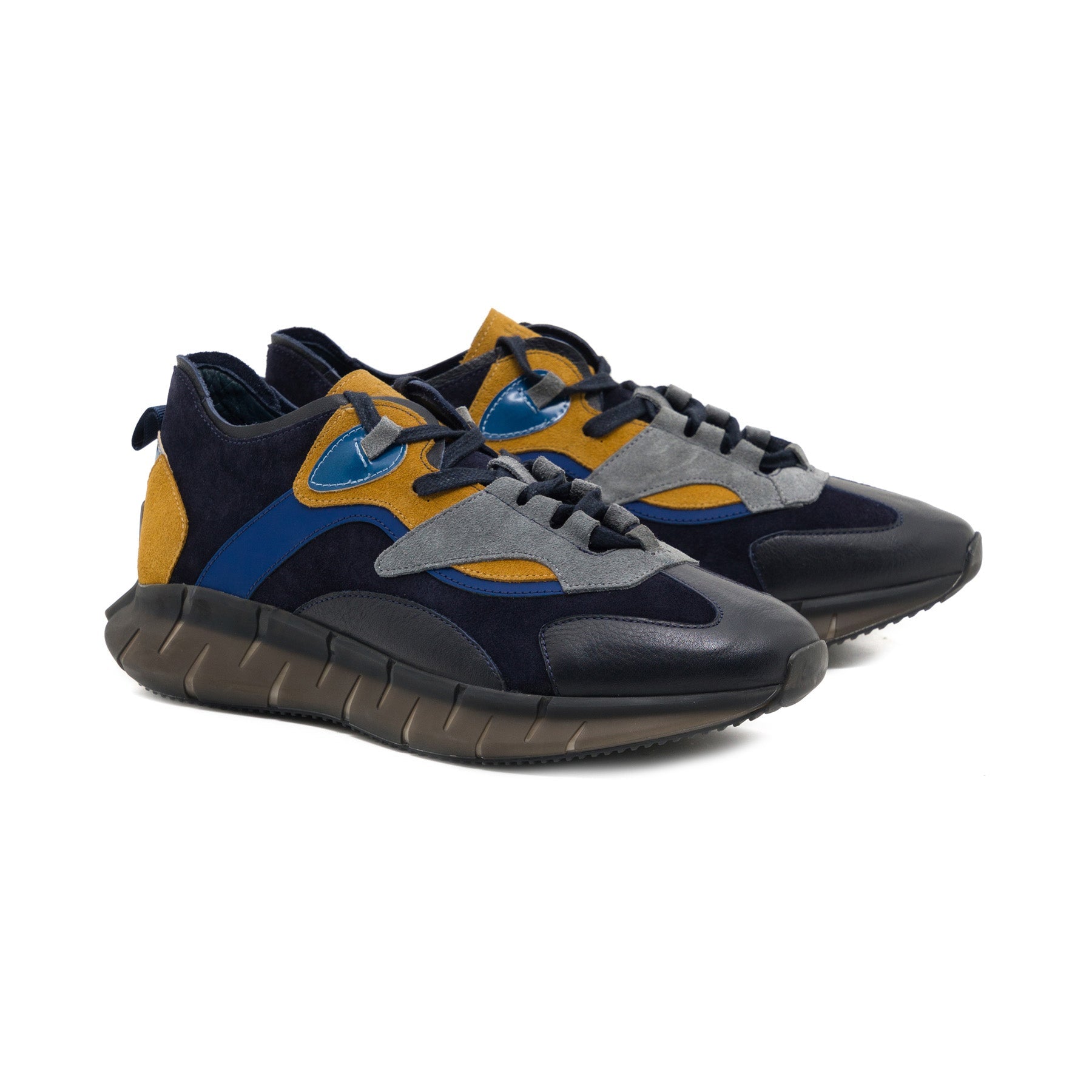 حذاء Evander الرياضي من الجلد باللون الأزرق الداكن