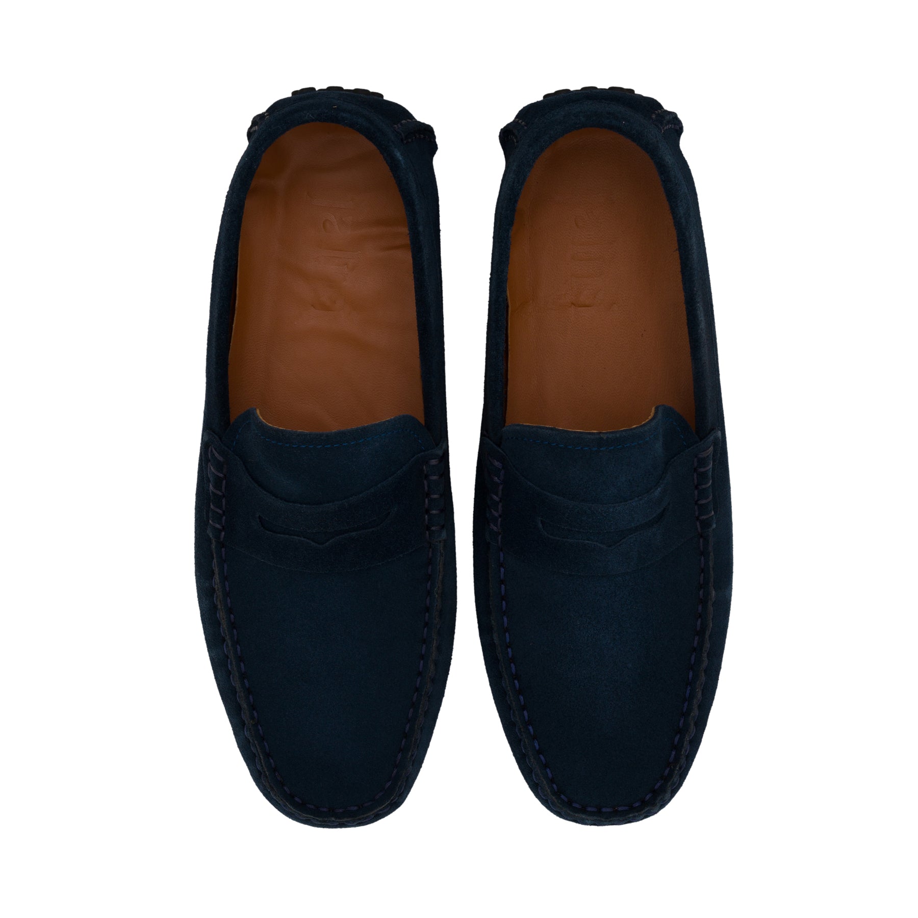 حذاء Luxe أزرق داكن من الجلد لوفر