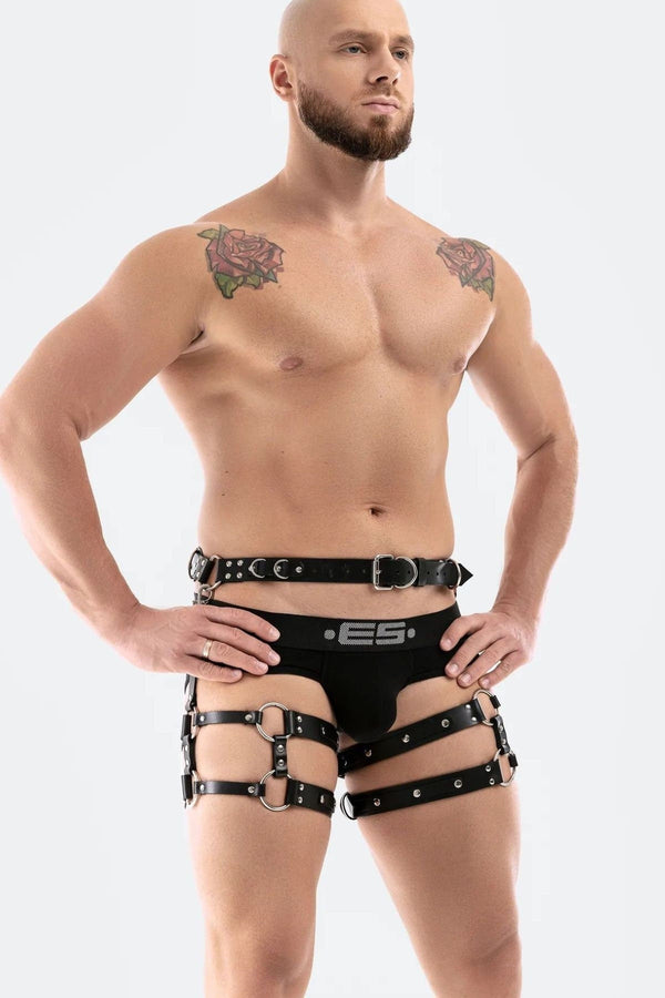 Garter Men Harness - Leather Bdsm Chest Gay Harness - Bondage Sexy Men Harness Lingerie - Male Harness - Gift for Him - Fetish Wear